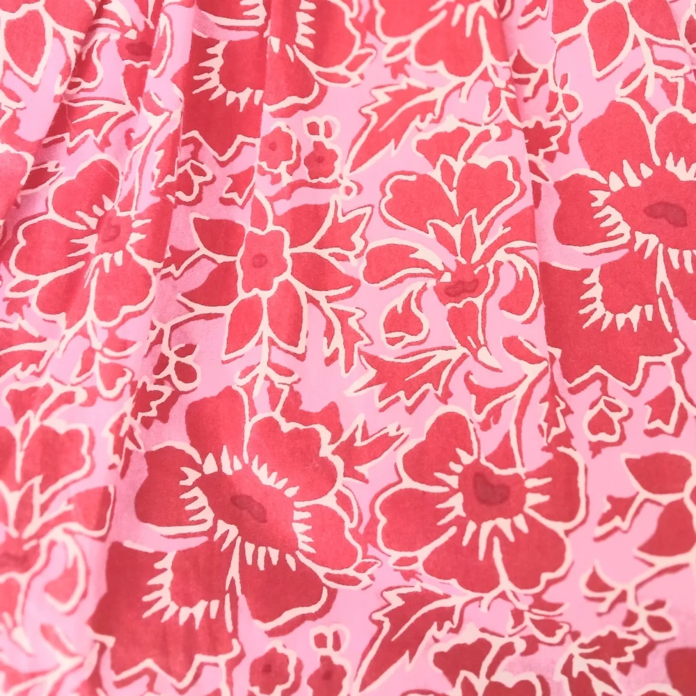 Crewcuts Dress Girls Size 8 Pink and Red Smocked‎ Top Floral Lined Pullover